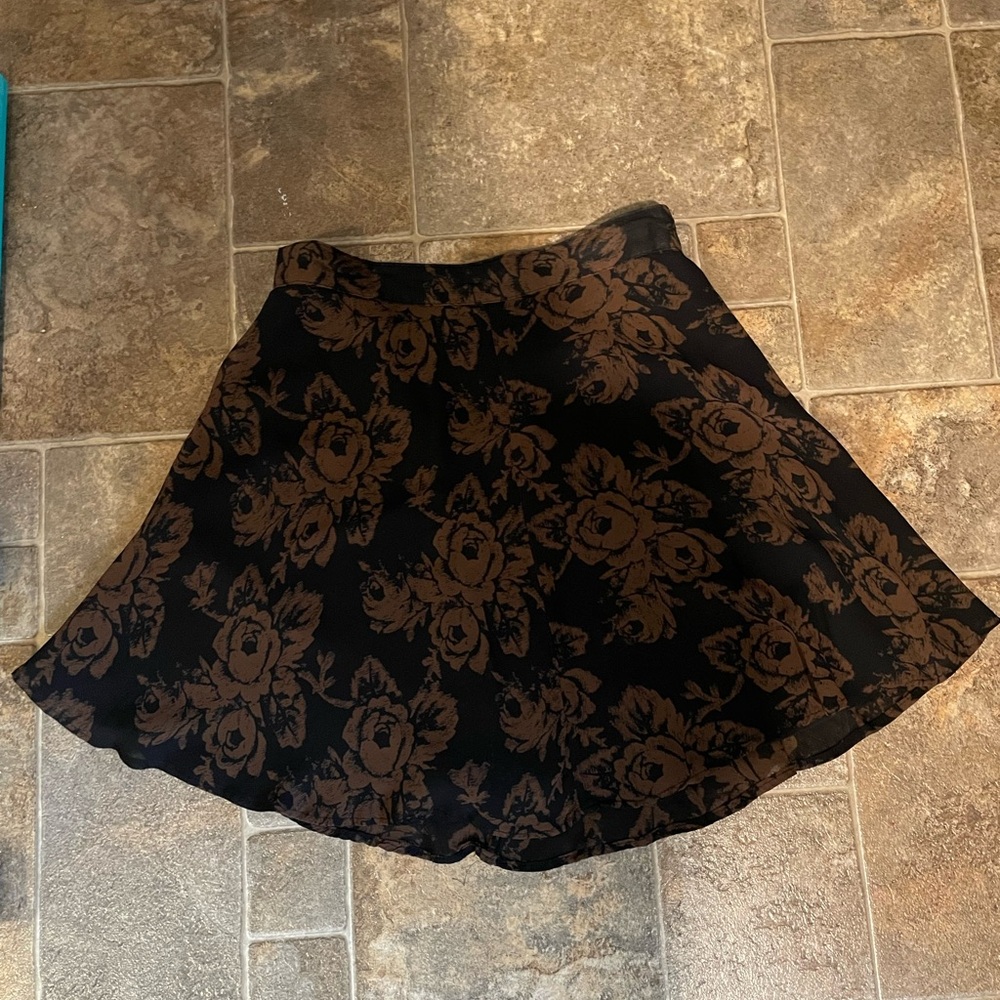 Brown and black floral skirt